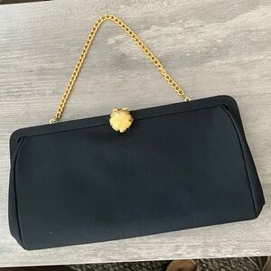 HL vintage Black Clutch with Gold Chain